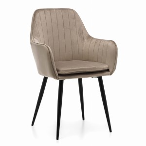 krzesło tapicerowane do jadalni EMILIA ciemnobeżowe welurowe nowoczesne 