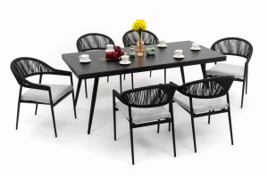 zestaw mebli ogrodowych BELIZE - szary ze stołem z blatem HPL - CARRARA BLACK