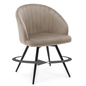 krzesło obrotowe MODENA tapicerowane welurowe ciemnobeżowe