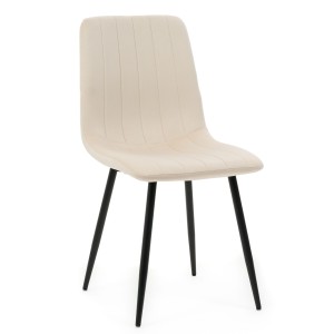 krzesło tapicerowane do jadalni GELA pikowane beżowe welurowe nowoczesne