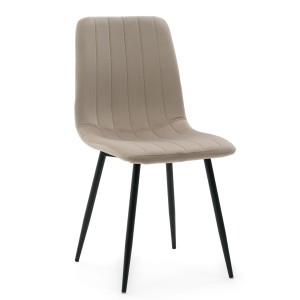 krzesło tapicerowane do jadalni GELA pikowane ciemnobeżowe welurowe nowoczesne