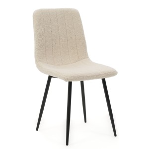 krzesło tapicerowane do jadalni GELA pikowane kremowe boucle nowoczesne
