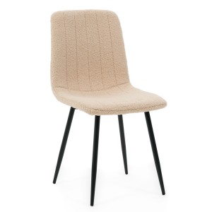 krzesło tapicerowane do jadalni GELA pikowane beżowe boucle nowoczesne