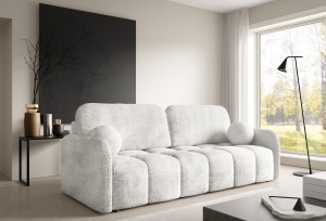 Kanapa tapicerowana CUBE 218x88 cm beżowa z funkcją spania z pojemnikiem pikowana nowoczesna