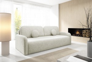 Kanapa z funkcją spania RAVIO beżowa nowoczesna