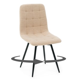 krzesło obrotowe ARCO tapicerowane pikowane beżowe boucle nowoczesne