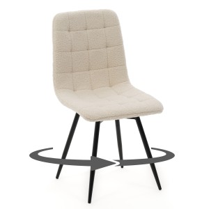 krzesło obrotowe ARCO tapicerowane pikowane ecru boucle nowoczesne