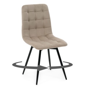 krzesło obrotowe ARCO tapicerowane pikowane ciemnobeżowe welurowe nowoczesne