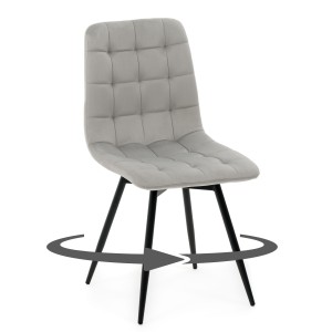 krzesło obrotowe ARCO tapicerowane pikowane jasnoszare welurowe nowoczesne