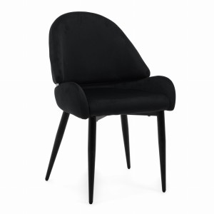 OUTLET! krzesło tapicerowane do salonu BERGAMO czarne welurowe nowoczesne 