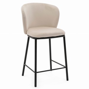 OUTLET! hoker BARI tapicerowany pikowany welurowy beżowy