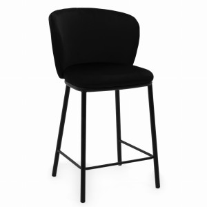 OUTLET! Krzesło barowe tapicerowane hoker BARI czarne welurowe nowoczesne