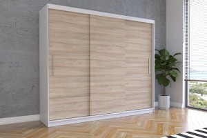 Szafa przesuwna ALBA II 250 cm biały fronty sonoma