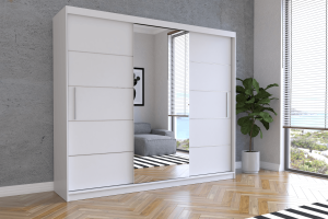 Szafa przesuwna ALBA I z lustrem 250 cm biały