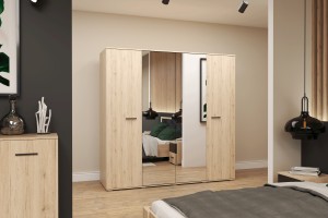 Szafa BARI z lustrem 200 cm dąb sanremo