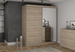 Szafa przesuwna BONO z lustrem 160 cm sonoma