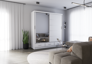 Szafa przesuwna FLORENCE z lustrem 203 cm biały