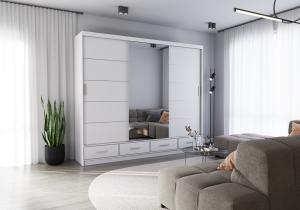 Szafa przesuwna FLORENCE z lustrem 250 cm biały