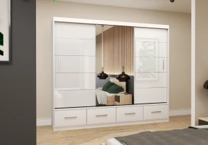 Szafa przesuwna FLORENCE z lustrem 250 cm biały połysk