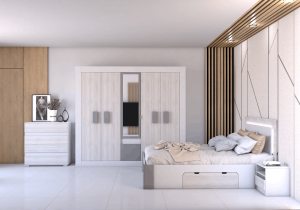 Szafa HELIOS z lustrem 231 cm biały fronty kathult