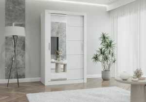 Szafa przesuwna LYON z lustrem 120 cm biały