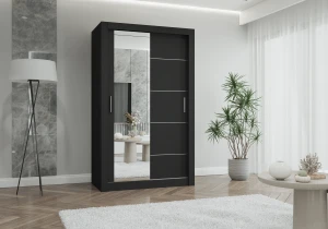 Szafa przesuwna LYON z lustrem 120 cm czarny