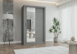 Szafa przesuwna LYON z lustrem 120 cm szary