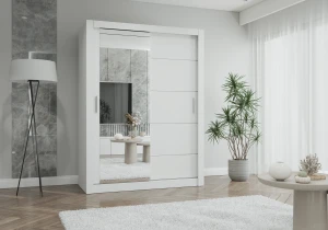Szafa przesuwna LYON z lustrem 150 cm biały