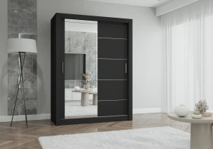Szafa przesuwna LYON z lustrem 150 cm czarny