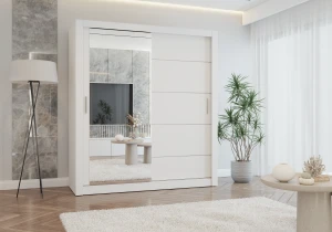 Szafa przesuwna LYON z lustrem 180 cm biały
