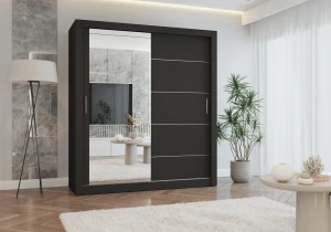 Szafa przesuwna LYON z lustrem 203 cm czarny