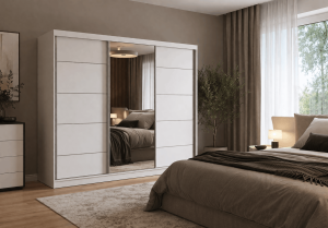 Szafa przesuwna LYON z lustrem 250 cm biały