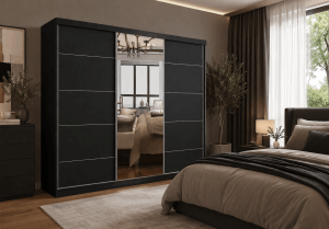 Szafa przesuwna LYON z lustrem 250 cm czarny