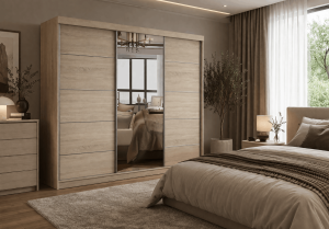 Szafa przesuwna LYON z lustrem 250 cm sonoma