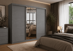 Szafa przesuwna LYON z lustrem 250 cm szary