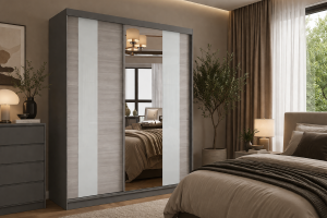 Szafa przesuwna MULTI z lustrem 183 cm szary fronty kathult