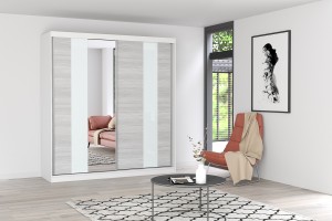 Szafa przesuwna MULTI z lustrem 203 cm biały fronty kathult