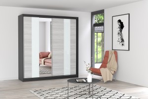 Szafa przesuwna MULTI z lustrem 203 cm czarny fronty kathult