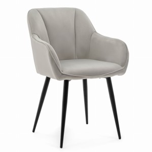 OUTLET! krzesło tapicerowane LAGO pikowane jasnoszare welurowe nowoczesne