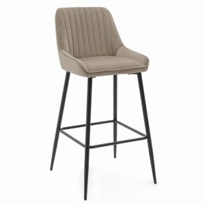 OUTLET! hoker PASSO tapicerowany pikowany welurowy ciemnobeżowy