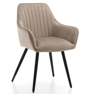 OUTLET! krzesło tapicerowane PASSO pikowane welurowe ciemnobeżowe