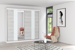 Szafa przesuwna MULTI z lustrem 233 cm biały fronty kathult