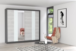 Szafa przesuwna MULTI z lustrem 233 cm szary fronty kathult