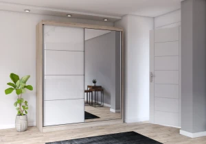 Szafa przesuwna MULTI z lustrem 183 cm sonoma fronty połysk