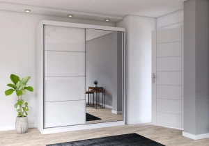 Szafa przesuwna MULTI z lustrem 203 cm biały fronty połysk