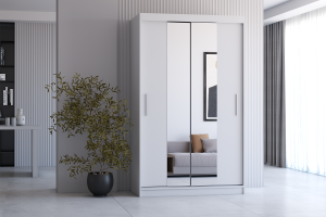 Szafa przesuwna NEOMI z lustrem 120 cm biały