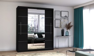 Szafa przesuwna TORINO z lustrem 203 cm czarny