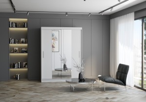 Szafa przesuwna VISTA z lustrem 150 cm biały
