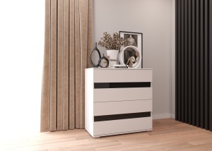 Komoda LUCCA 90 cm biały fronty czarny połysk