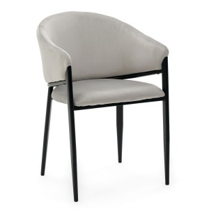 krzesło tapicerowane do jadalni GLAMOUR jasnoszare welurowe nowoczesne